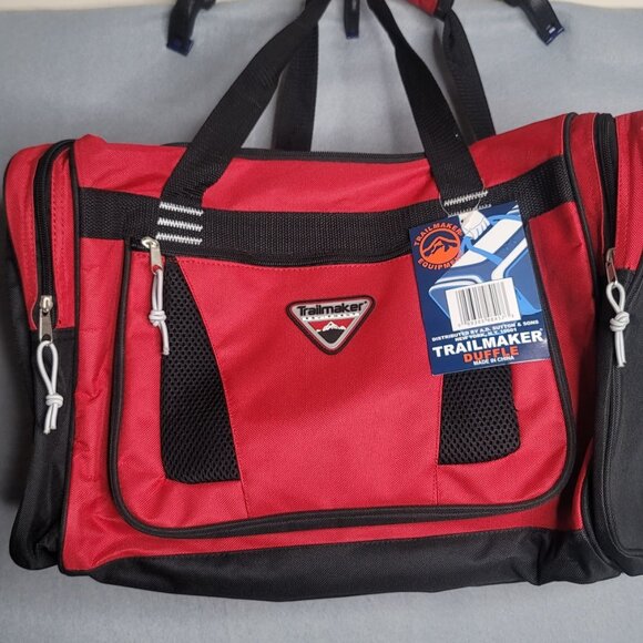 18 x 10 x 9 Inch Canvas Duffle Bags for Men and Women  Travel Red Black - Picture 1 of 4